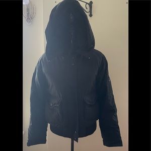 Vintage Roots Canada Down Black Bomber Jacket Size Large